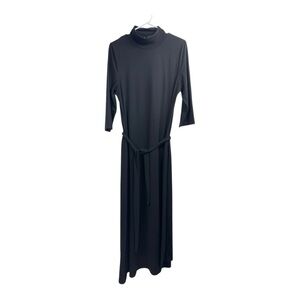 Kate Hewko Size Medium Waist High Side Slit Maxi Black Dress Mock Neck